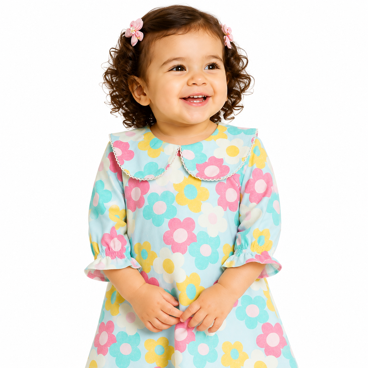 Baby Girls Blue Cotton Dress Casual Wear