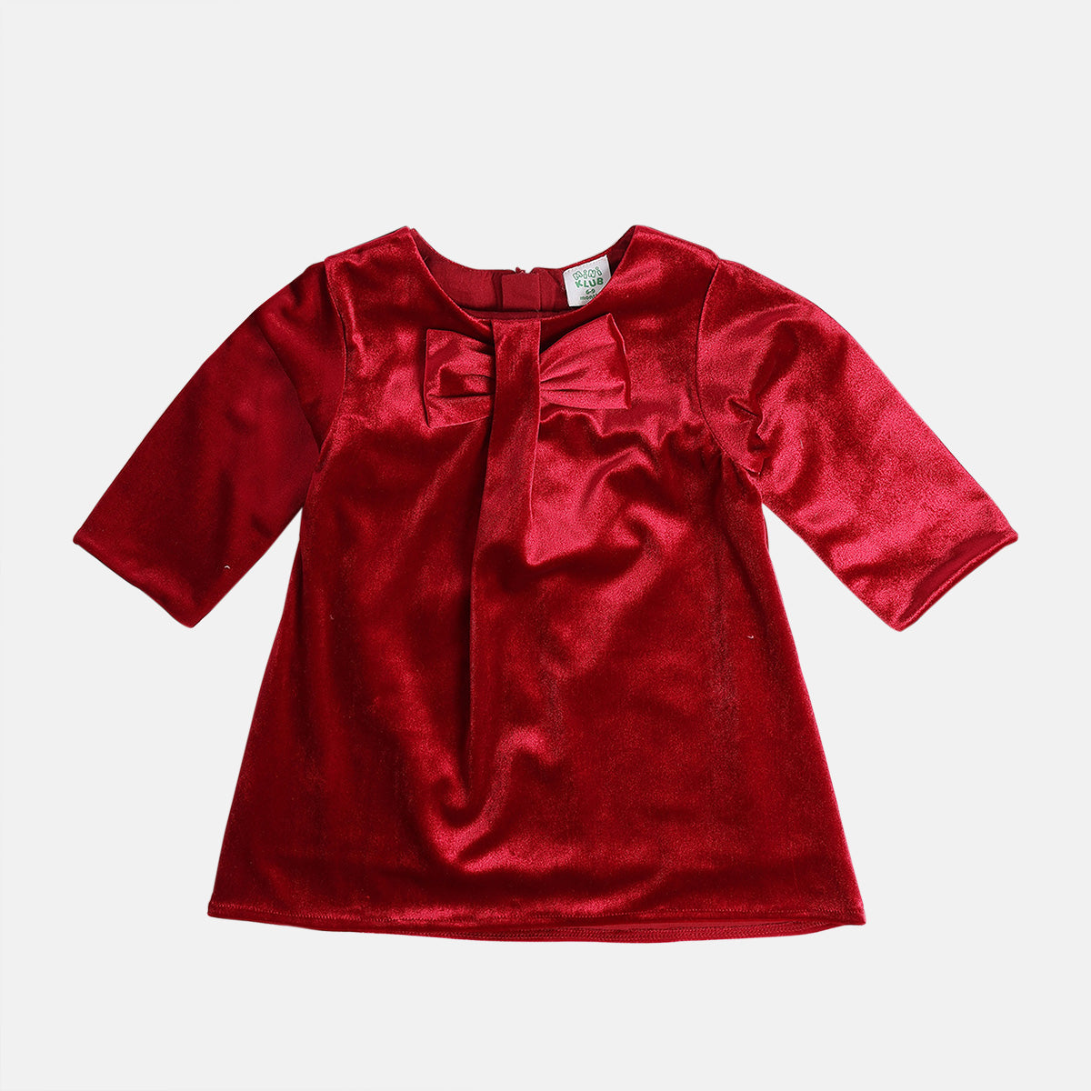 Girls Red Round Neck Knee Length Dress