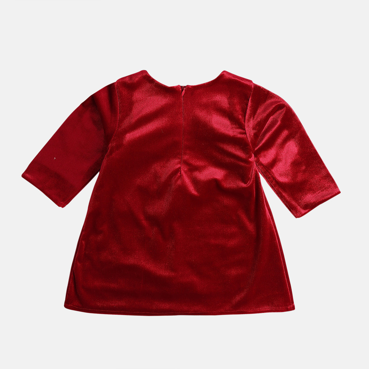 Girls Red Round Neck Knee Length Dress