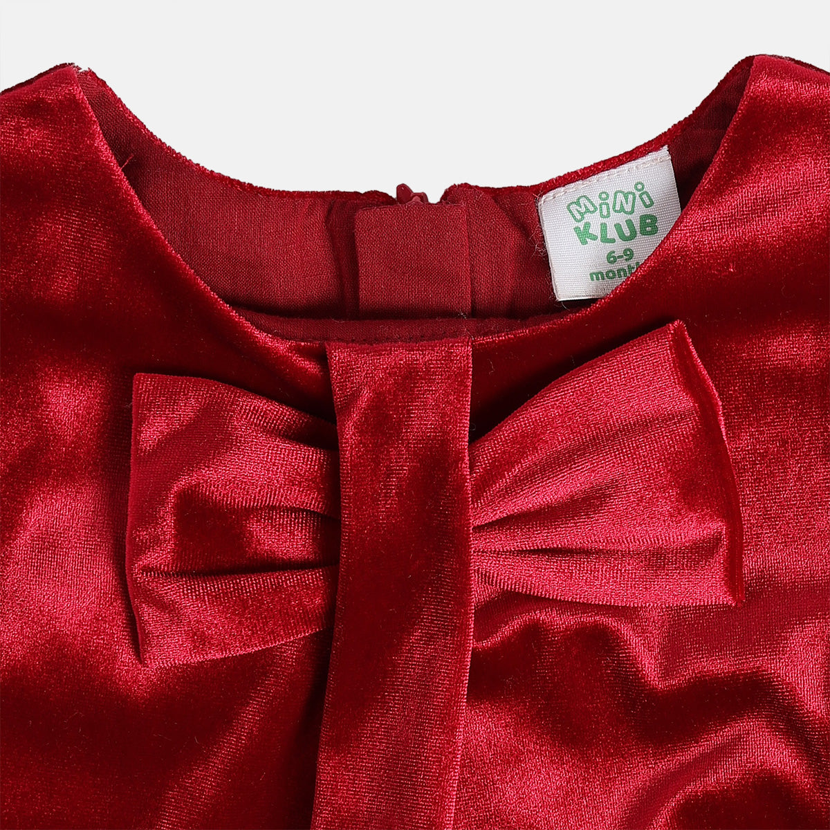 Girls Red Round Neck Knee Length Dress