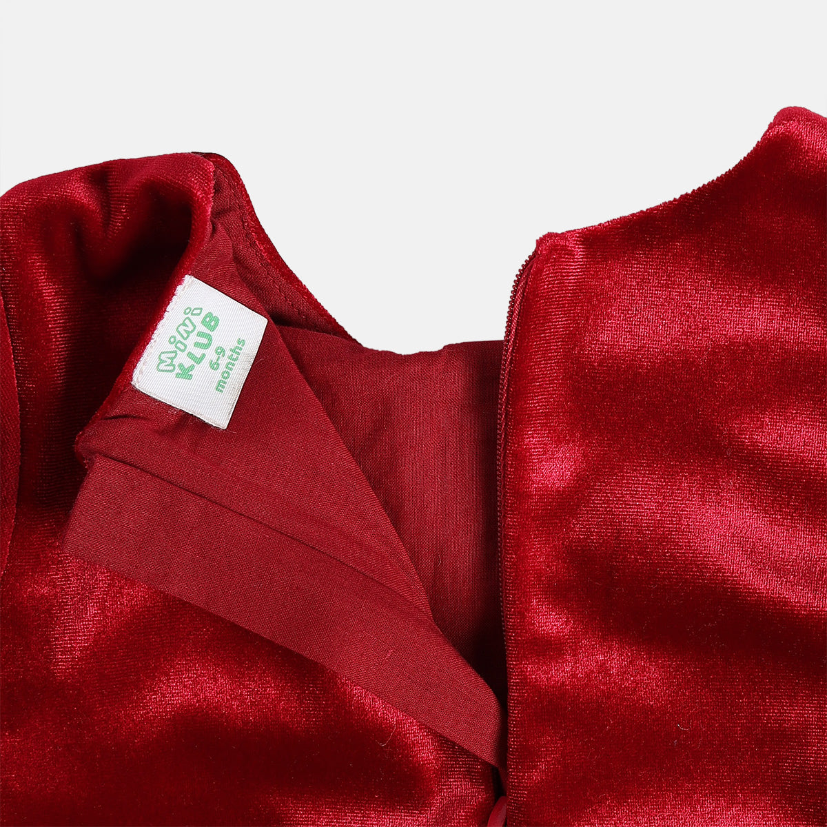 Girls Red Round Neck Knee Length Dress
