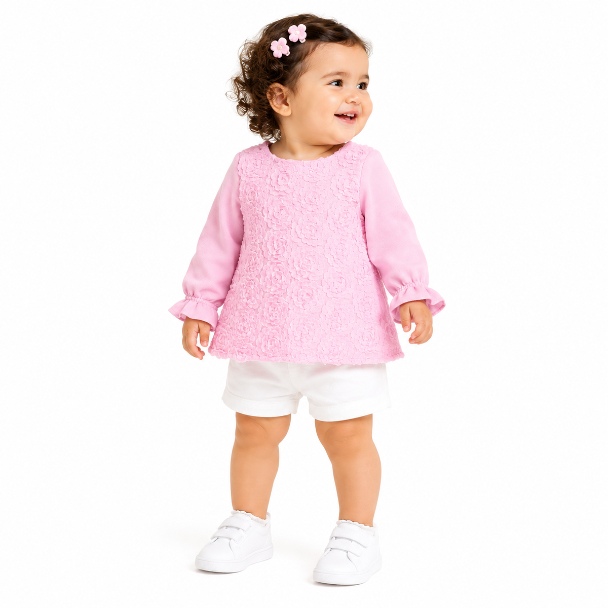 Baby Girls Pink Cotton Dress Casual Wear