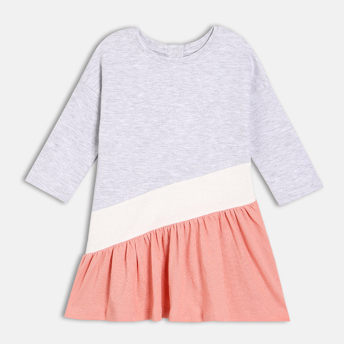 Girls Multi Round Neck Long Sleeve Dress