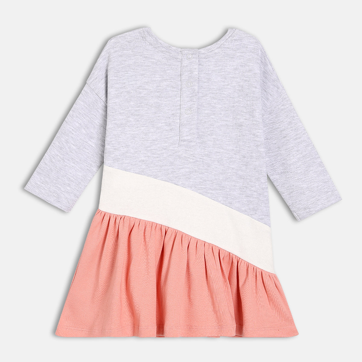 Girls Multi Round Neck Long Sleeve Dress