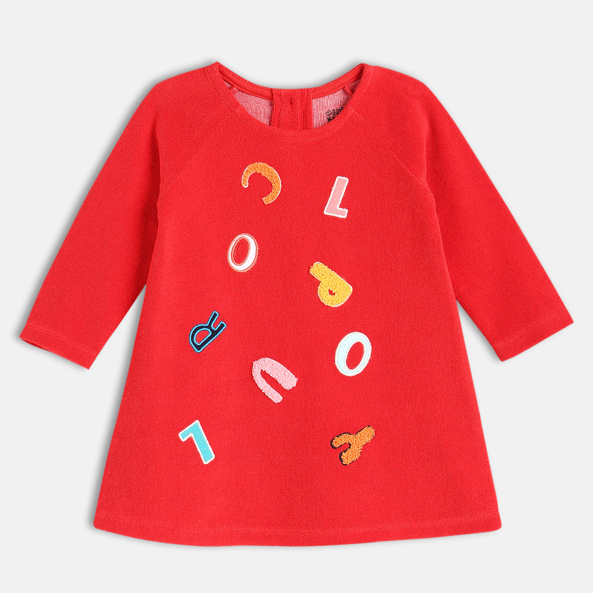 Girls Red Full Sleeve Knit Dress