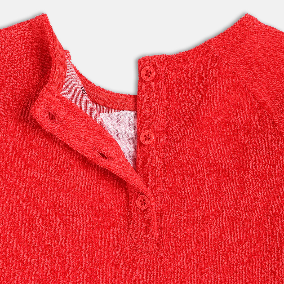Girls Red Full Sleeve Knit Dress