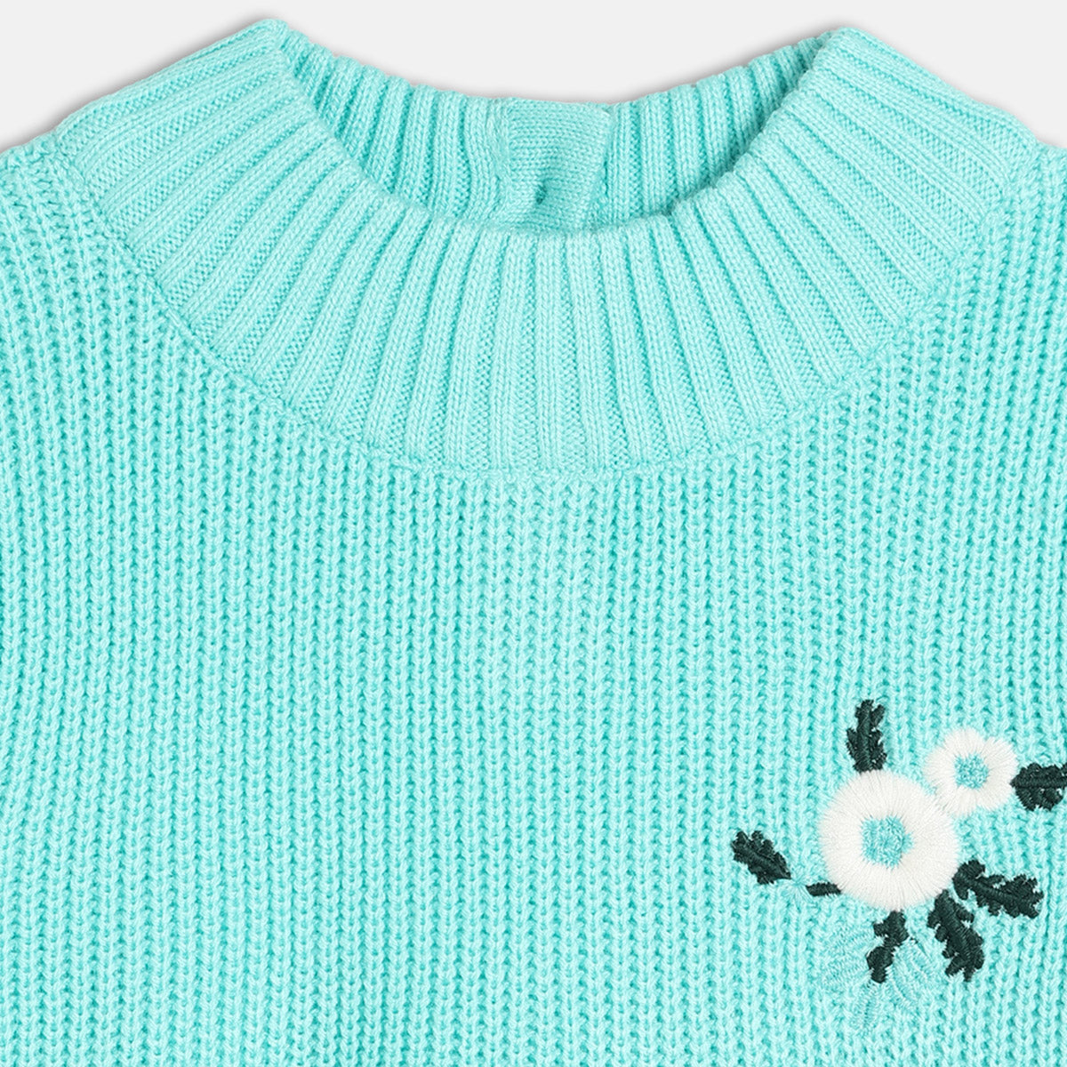 Girls Turtle Full Sleeve/Above Knee Dress - Aqua