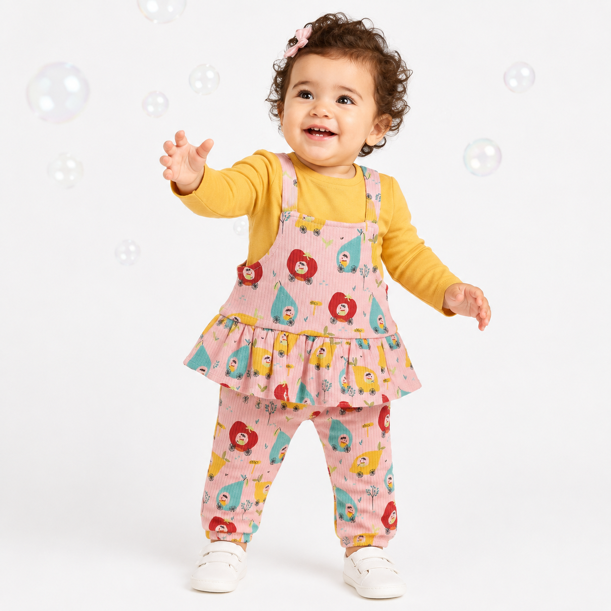 Girls Multicolor Pack Of 2 Dungaree Set