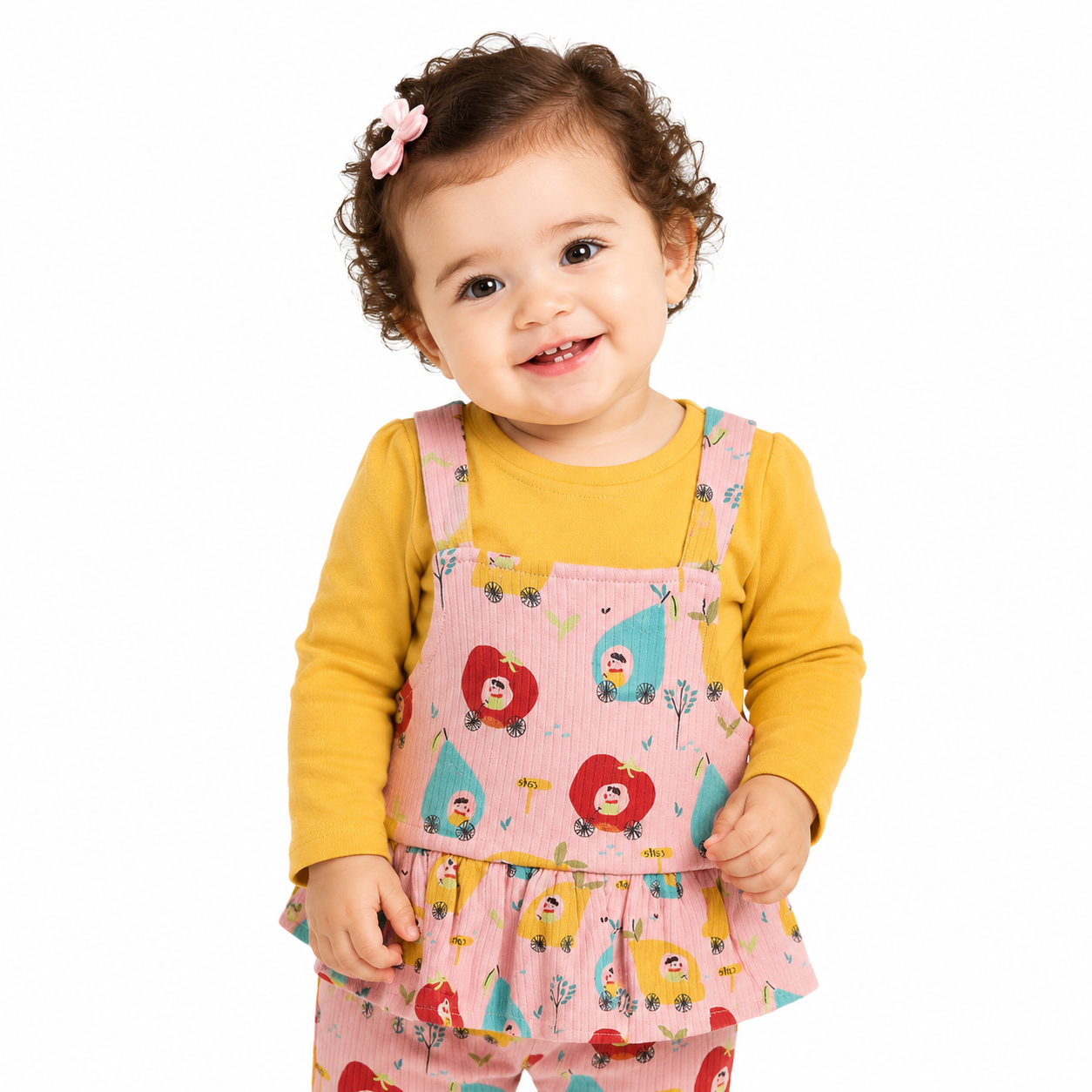 Girls Multicolor Pack Of 2 Dungaree Set