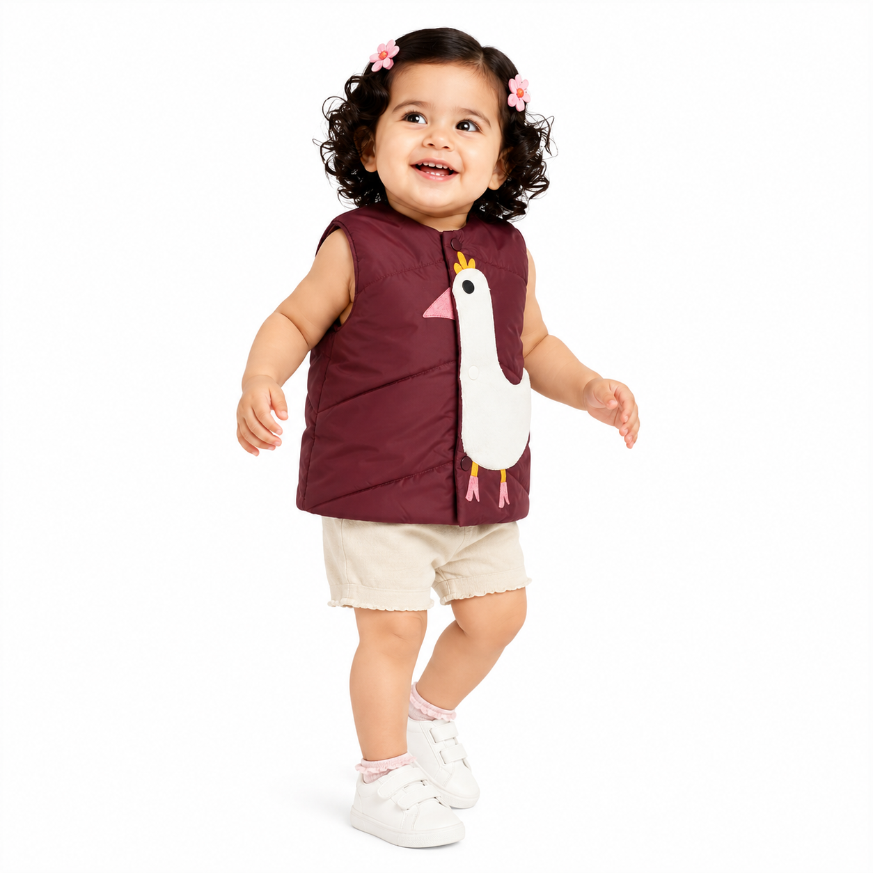 Girls Maroon Pack Of 1 Gilet