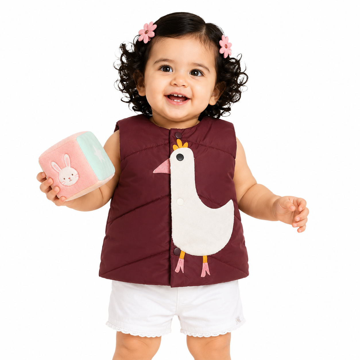 Girls Maroon Pack Of 1 Gilet