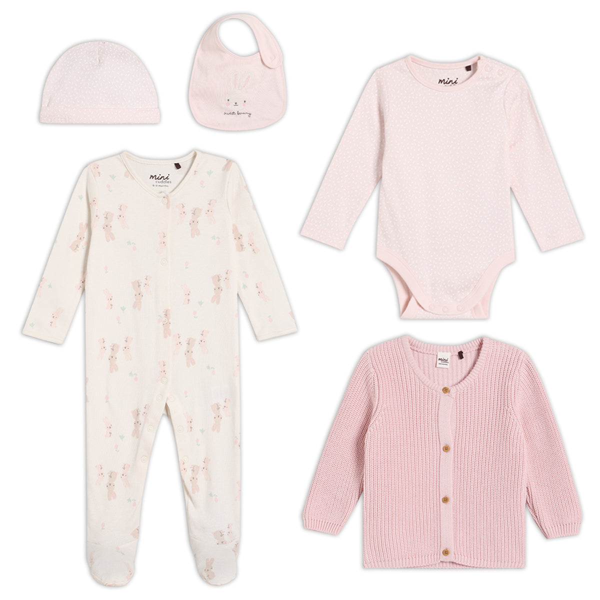 Baby Girls Pack of 5  Gift Set with Cardigan, Multicolour