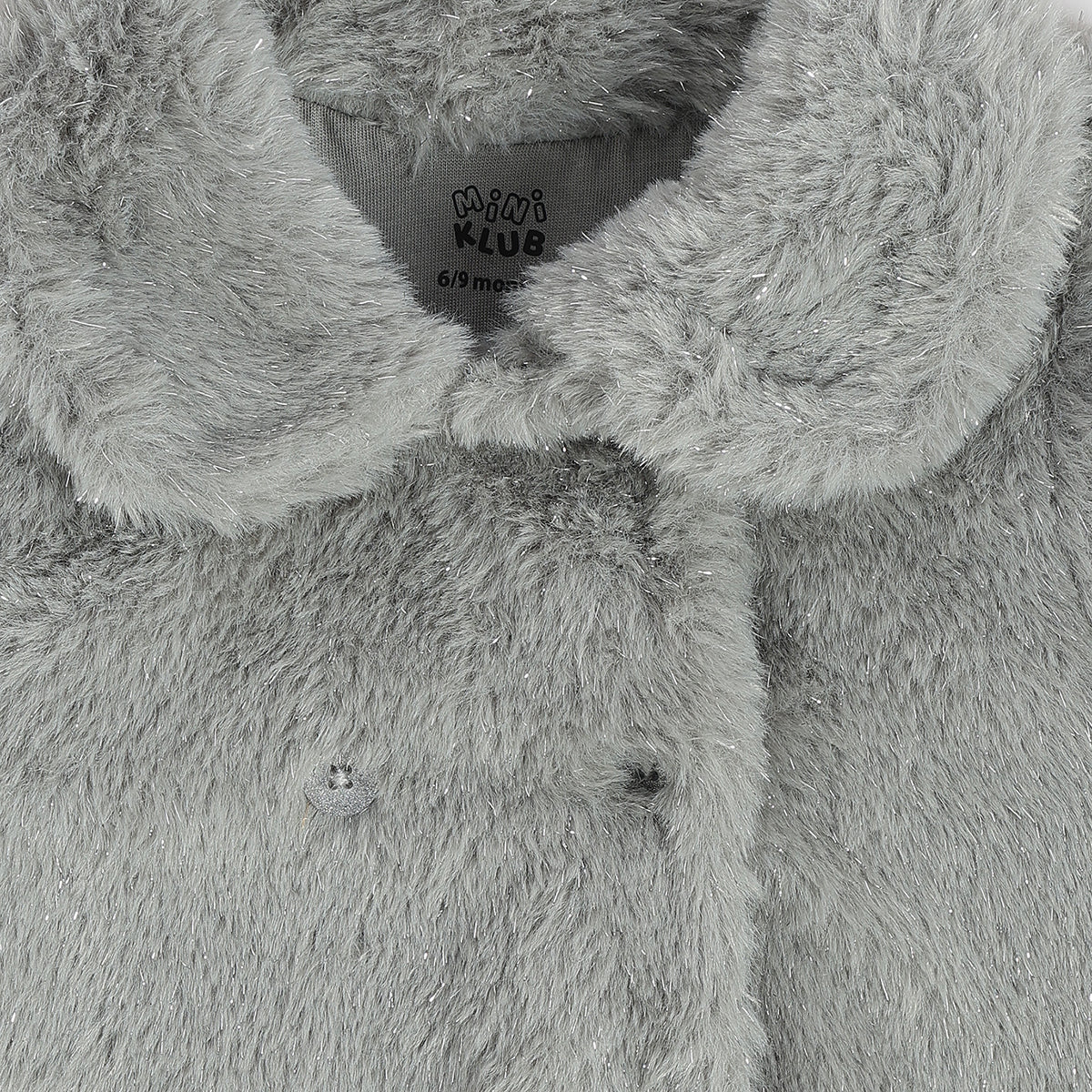 Girls Neutral Grey Full Sleeve Jacket