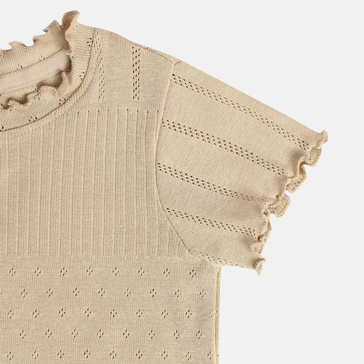 Girls Beige Knit Top