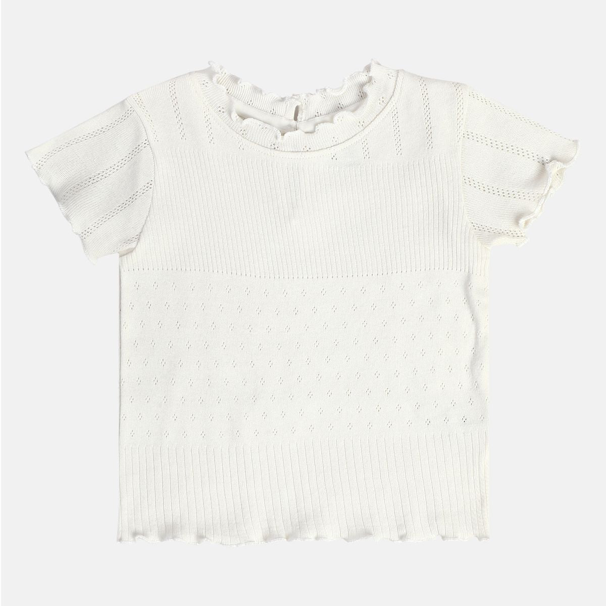 Girls White Knit Top