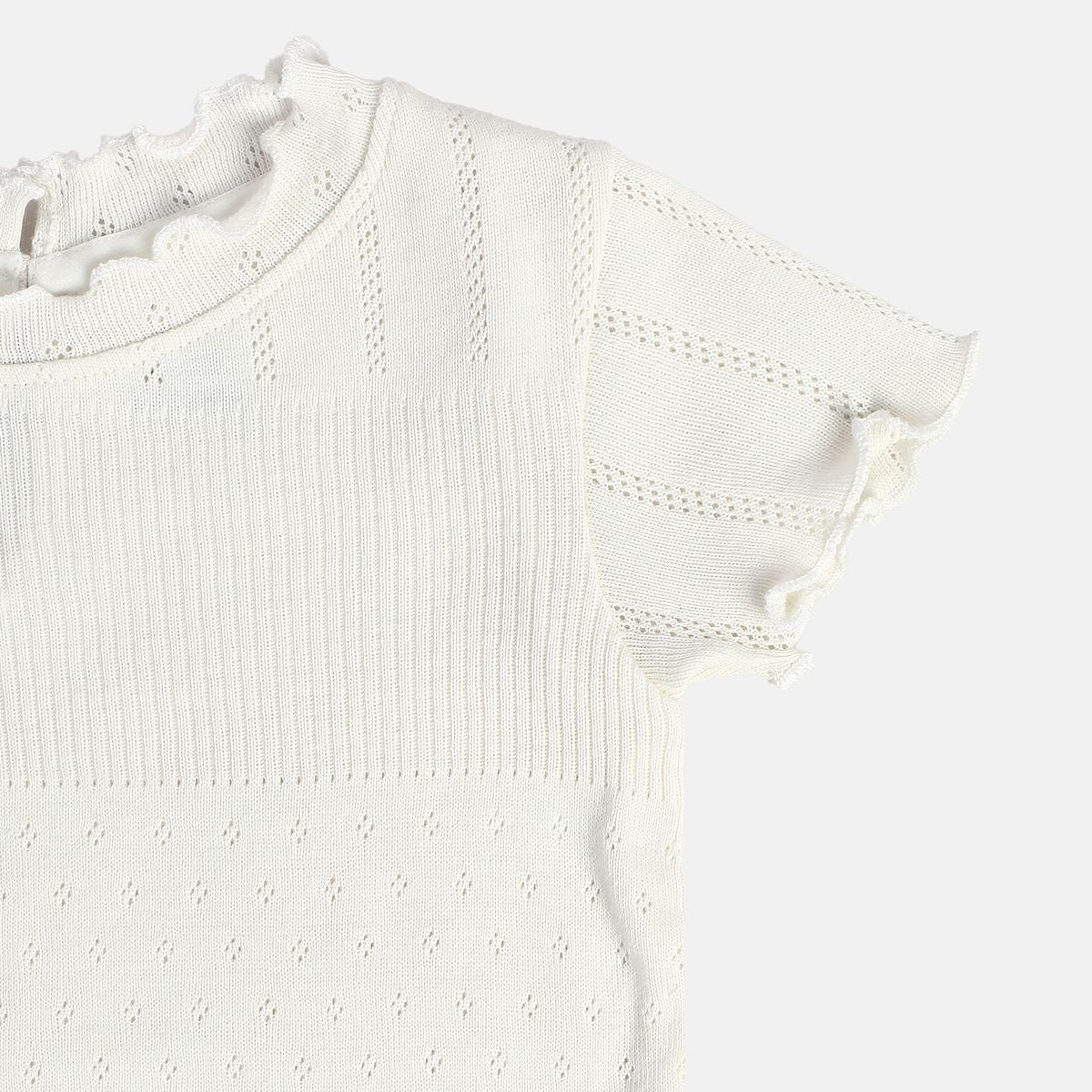 Girls White Knit Top