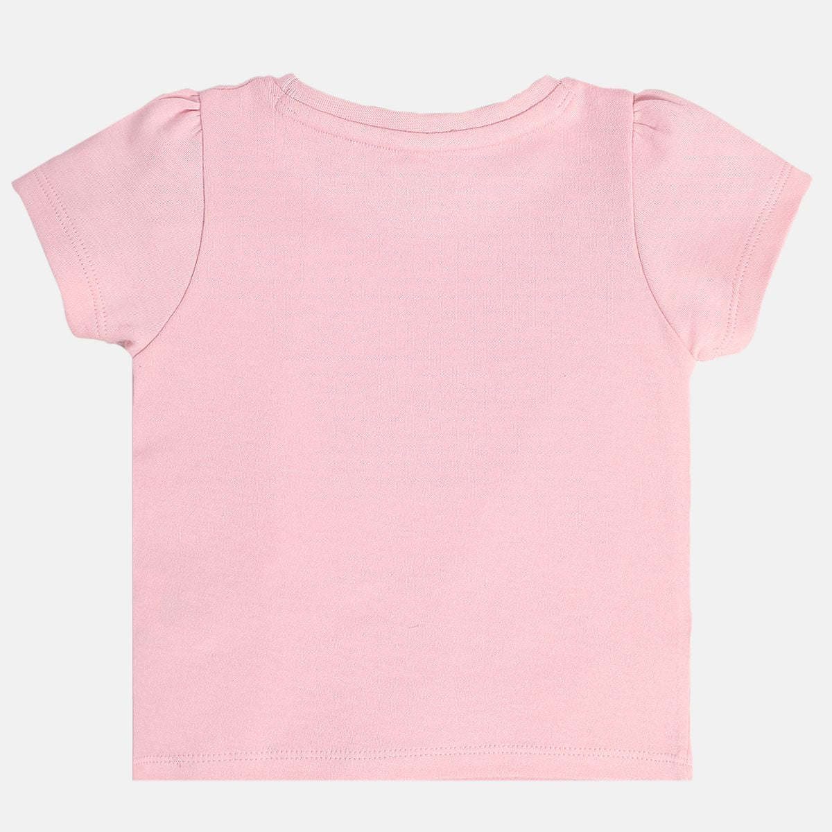 Girls Pink Round Neck Half Sleeve Knit Top