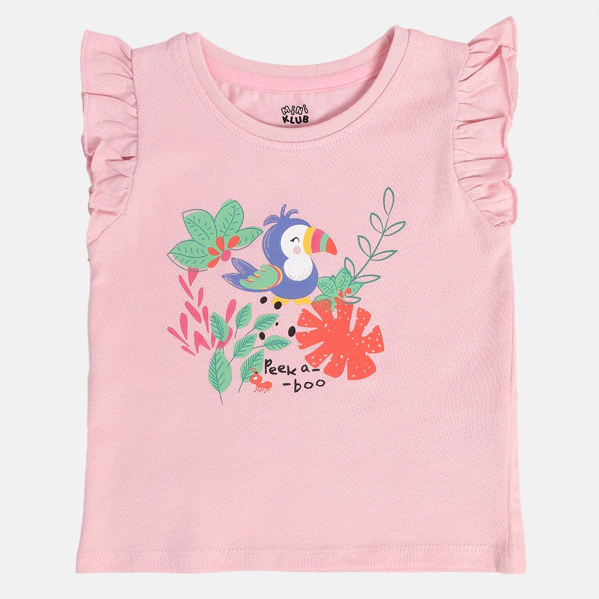 Girls Pink Round Neck Cap Sleeve Knit Top