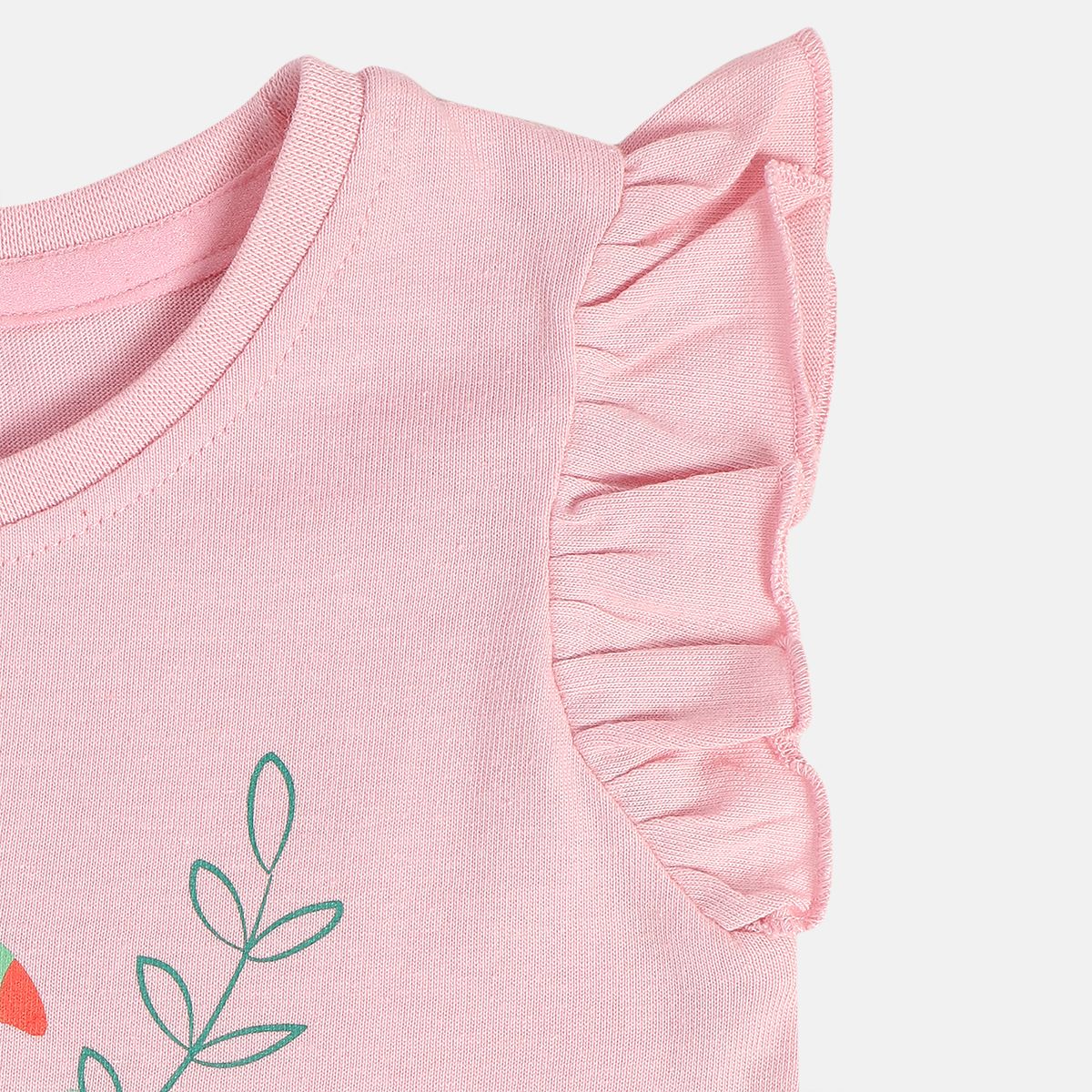Girls Pink Round Neck Cap Sleeve Knit Top