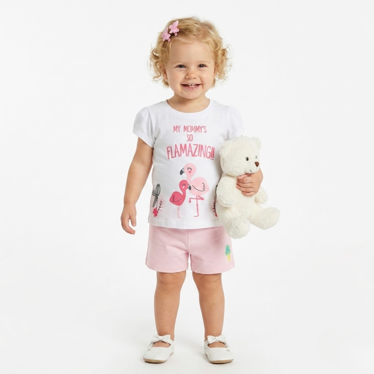 Baby Girls Graphic Printed T-Shirt, White