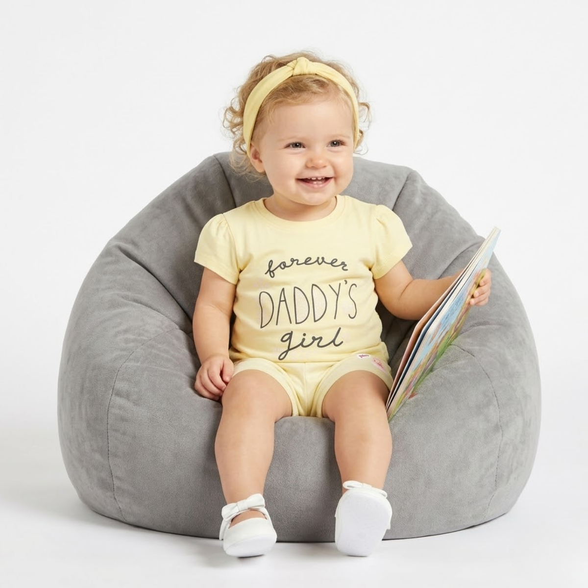 Baby Girls Graphic Print T-Shirt, Yellow