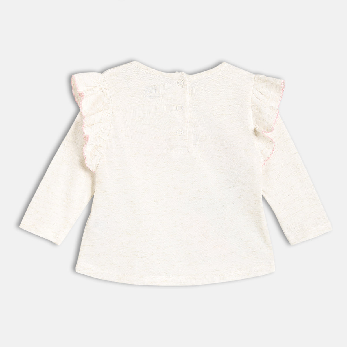 Girls Round Neck Long Sleeve Knit Knit Top Off White Color