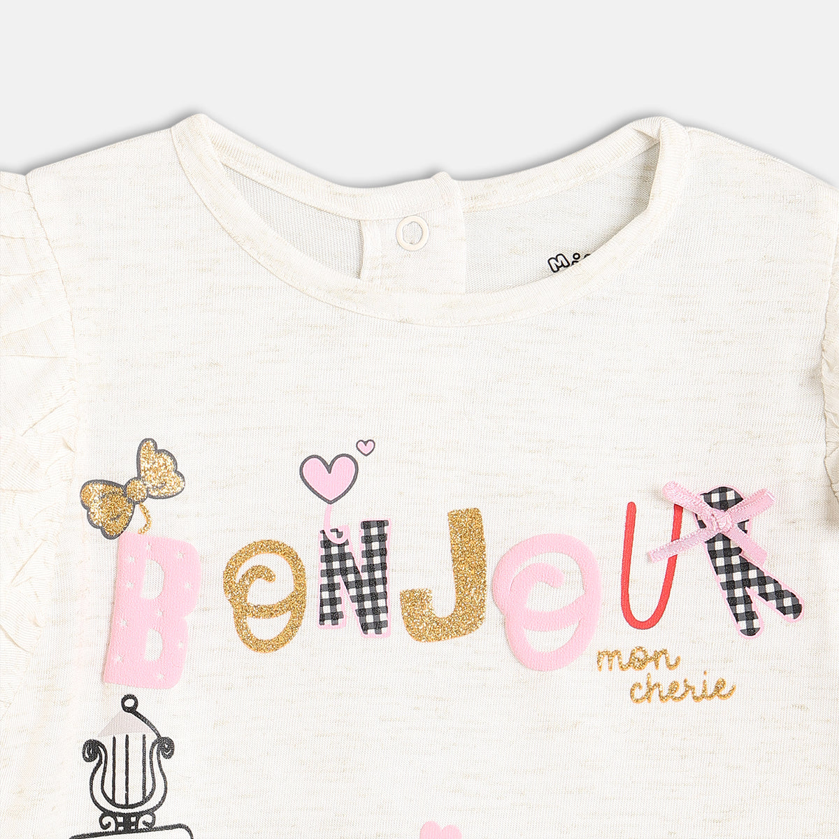 Girls Round Neck Long Sleeve Knit Knit Top Off White Color