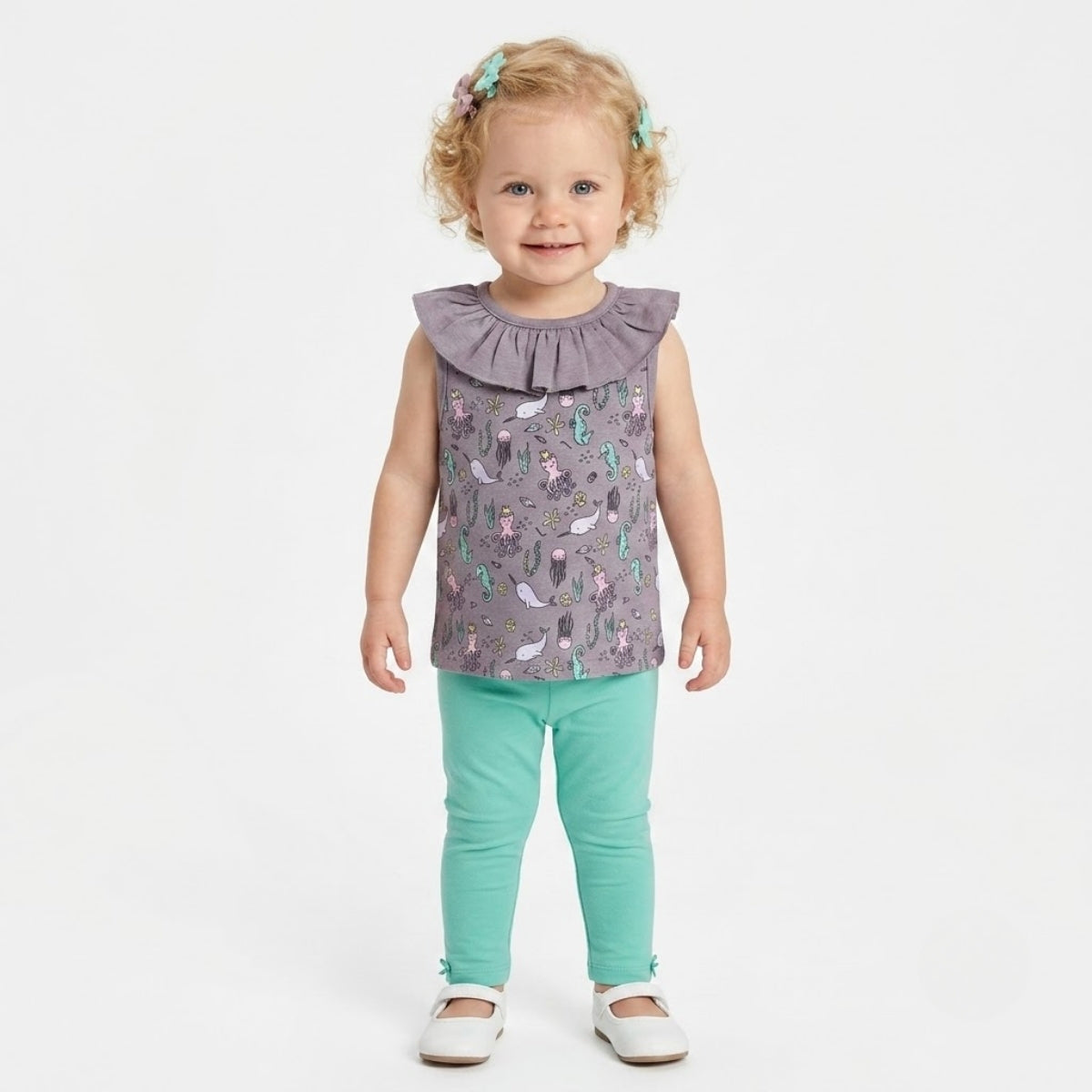 Baby Girls Sea animal Print Sleeveless Top, Purple