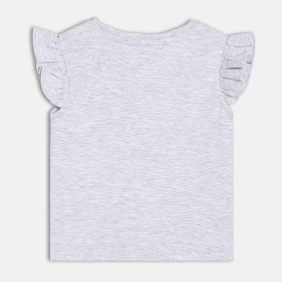 Girls Grey Round Neck Cap Sleeve Knit Top
