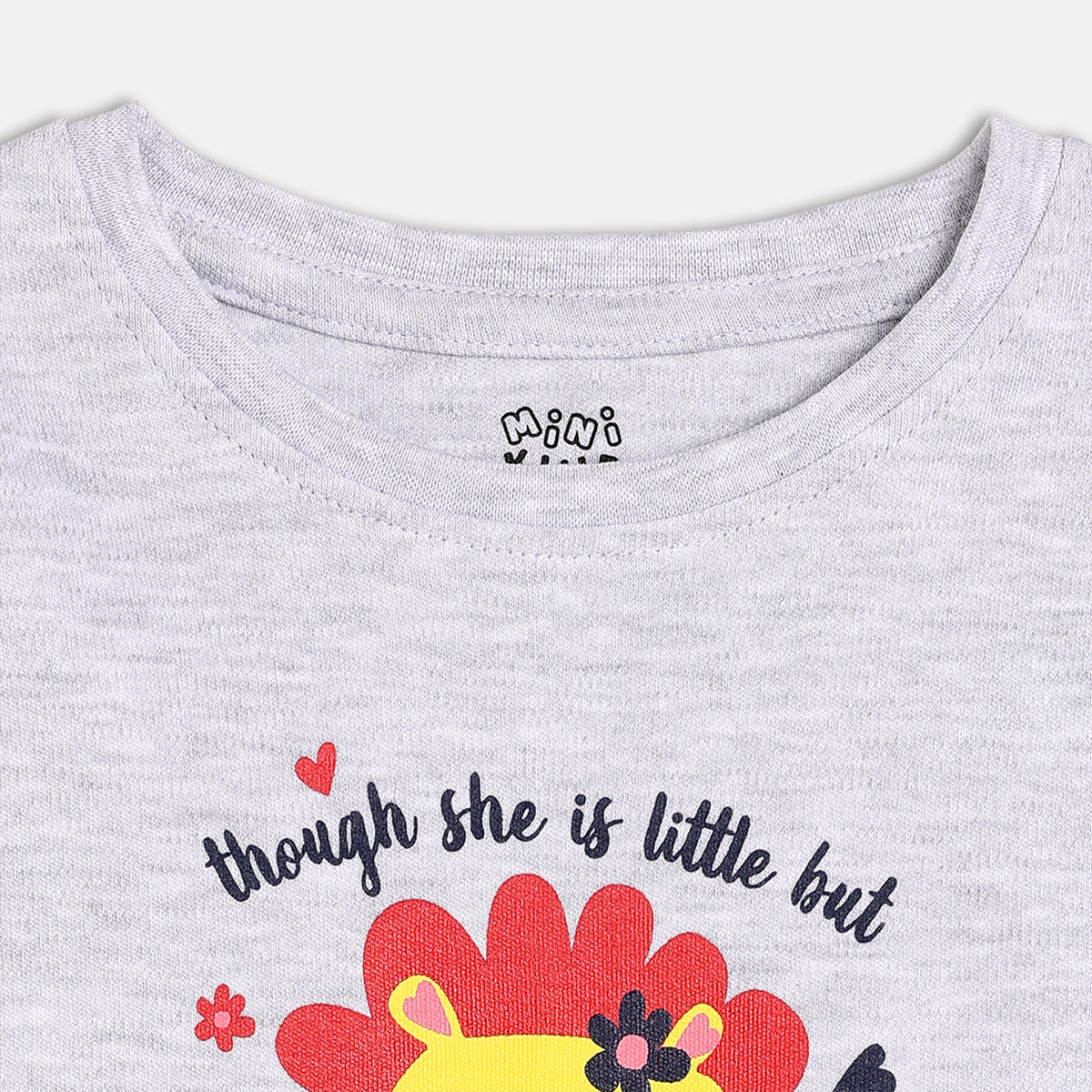 Girls Grey Round Neck Cap Sleeve Knit Top