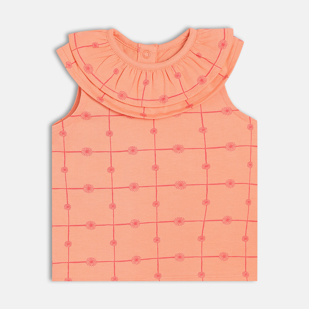 Girls Peach Sleeveless Knit Top