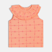 Girls Peach Sleeveless Knit Top