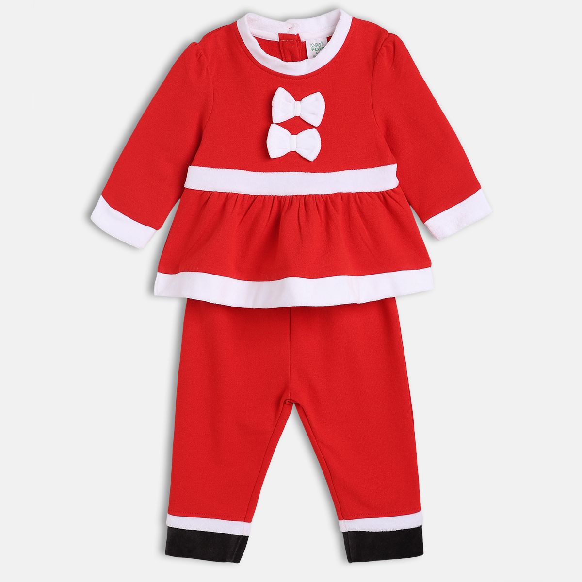 Red Round Neck Top And Bottom