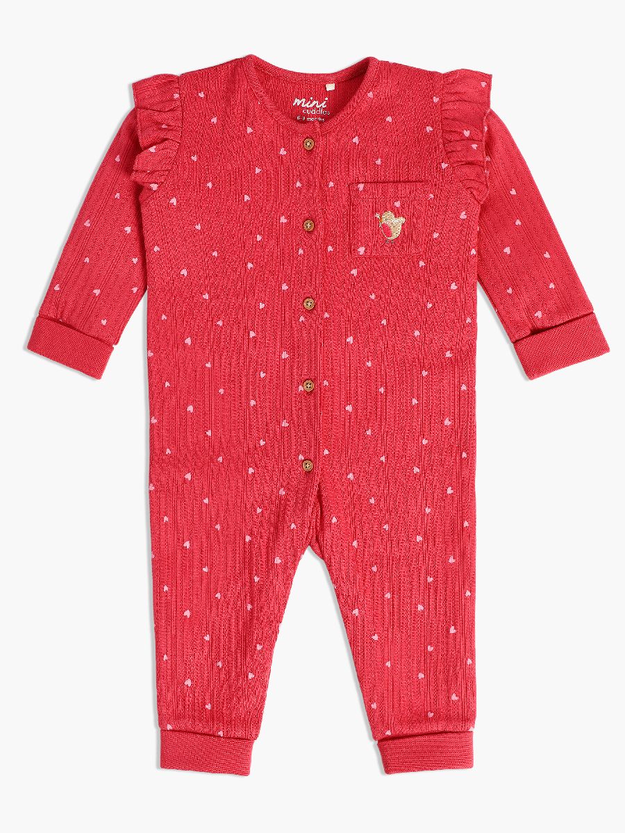 Minicuddles Girl New Born Romper - Red