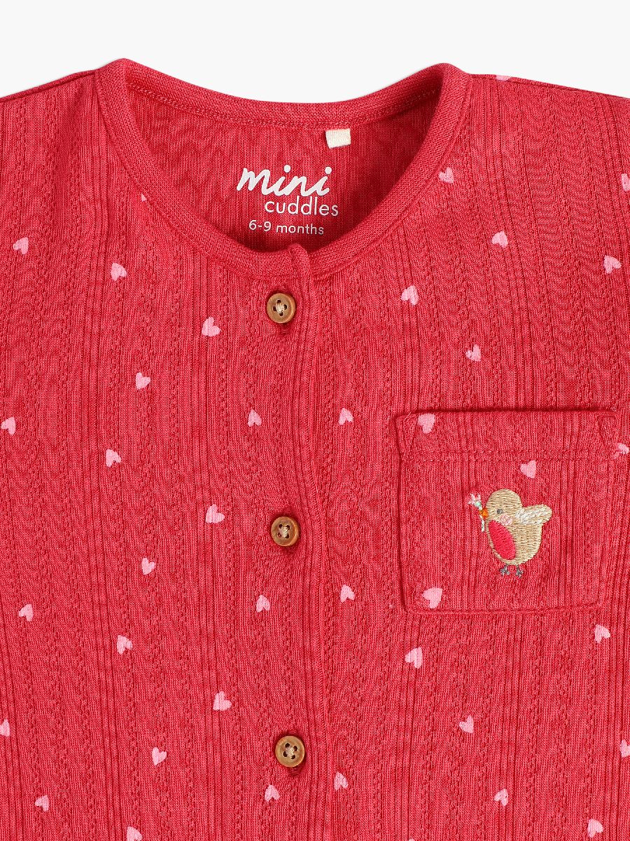 Minicuddles Girl New Born Romper - Red