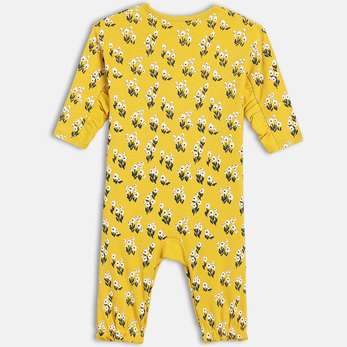 Girls 2 Piece Round Neck Full Sleeve Romper - Yellow