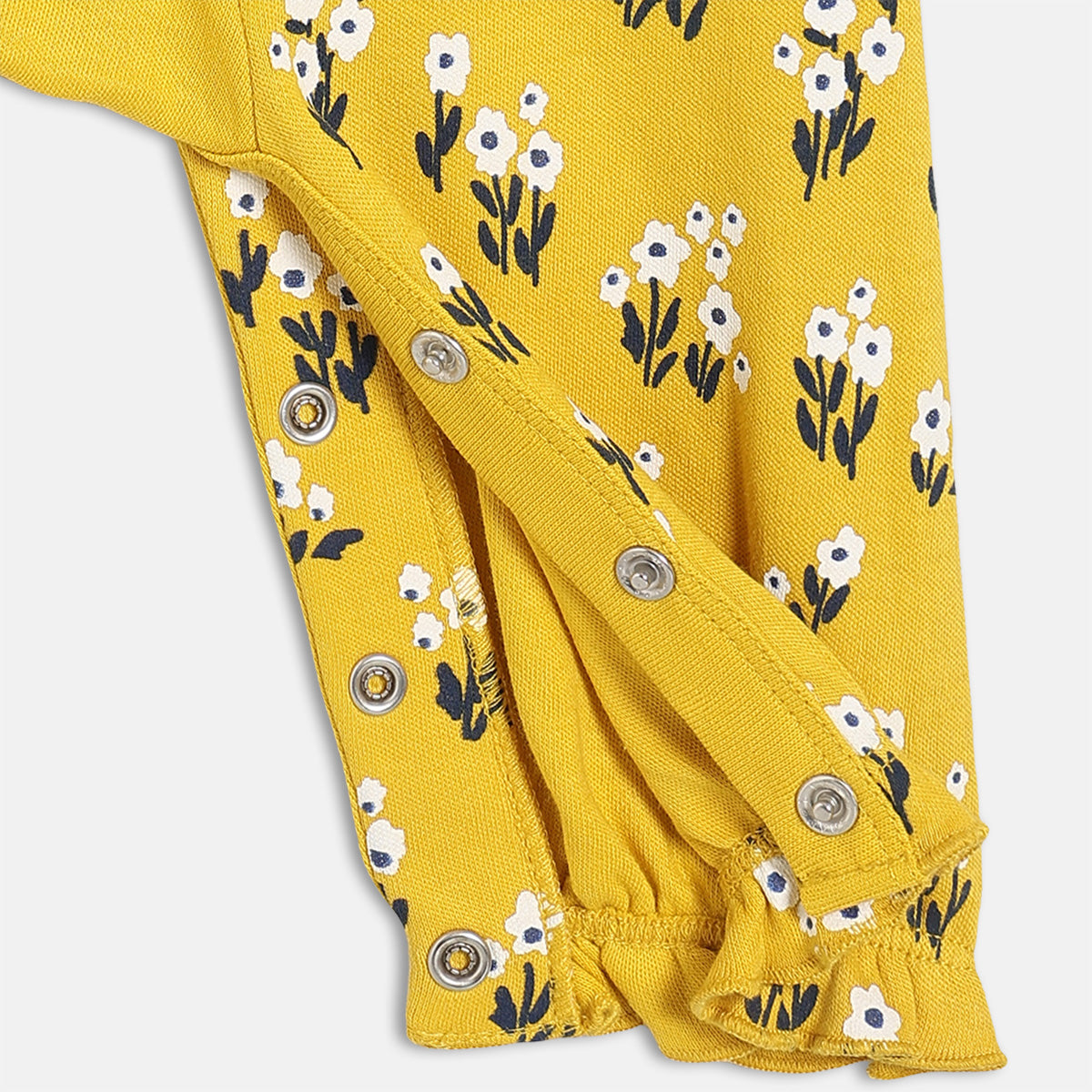 Girls 2 Piece Round Neck Full Sleeve Romper - Yellow