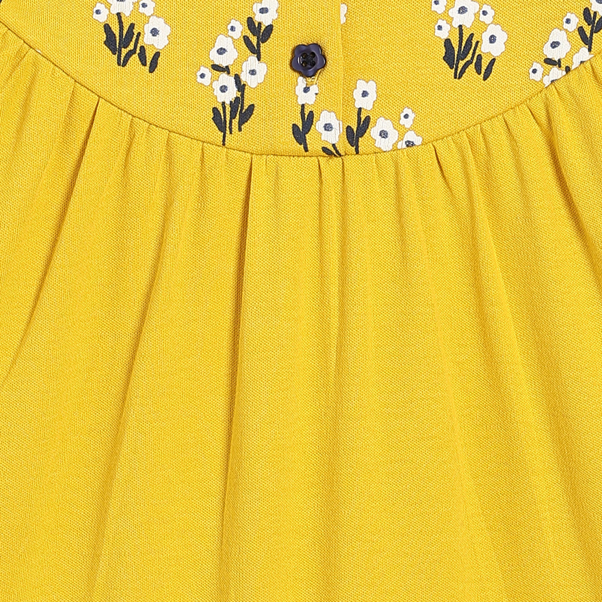 Girls 2 Piece Round Neck Full Sleeve Romper - Yellow