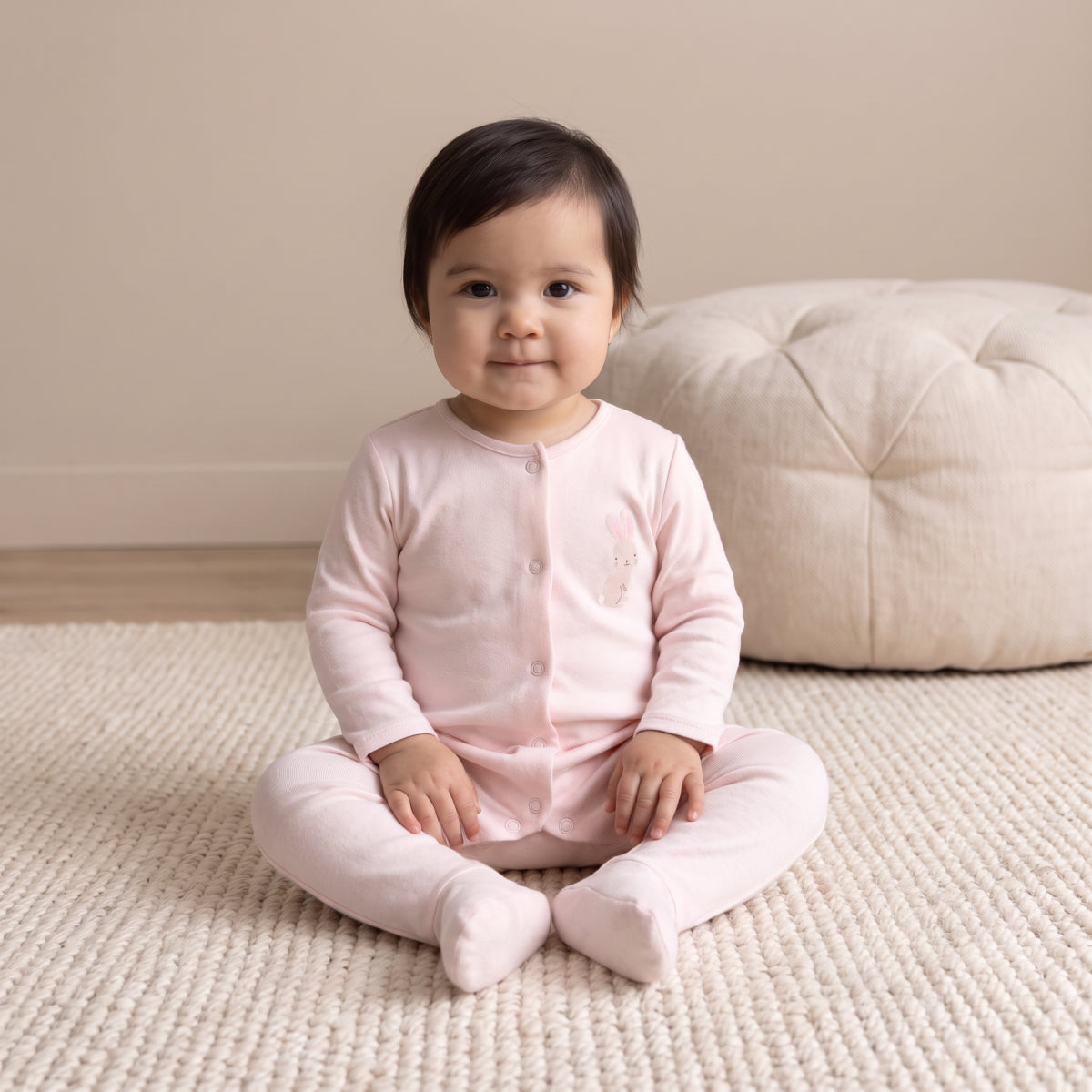 Baby Girls Rainbow Printed Sleepsuit Pack of 2, Pink and Cream