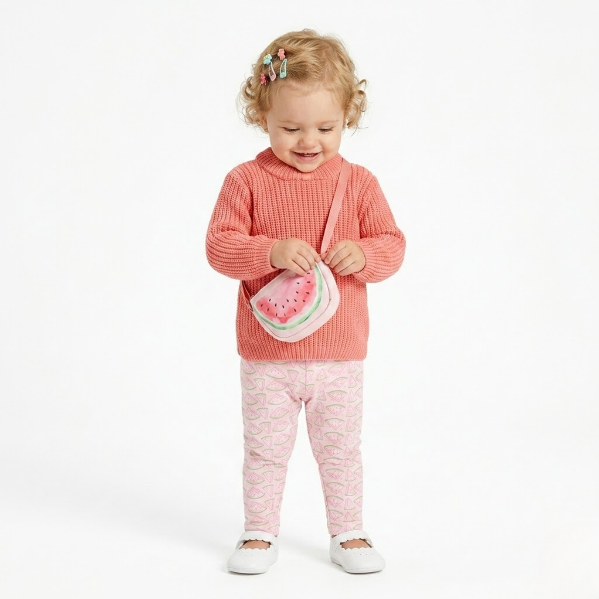 Baby Girls Solid Knitted Sweater, Coral