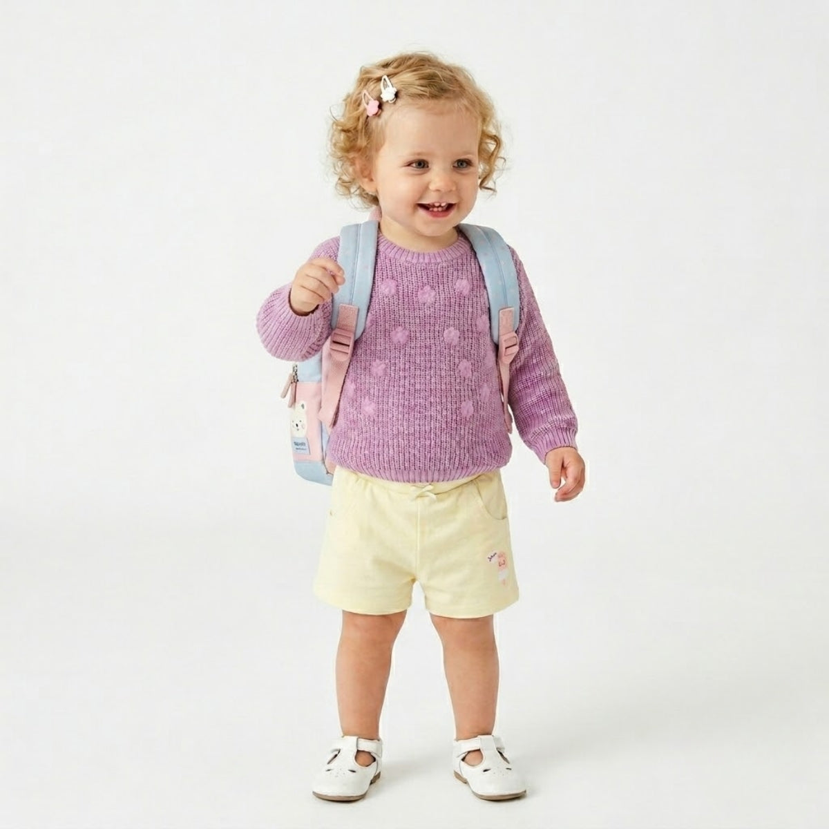 Baby Girls Floral Design Sweater, Lavender