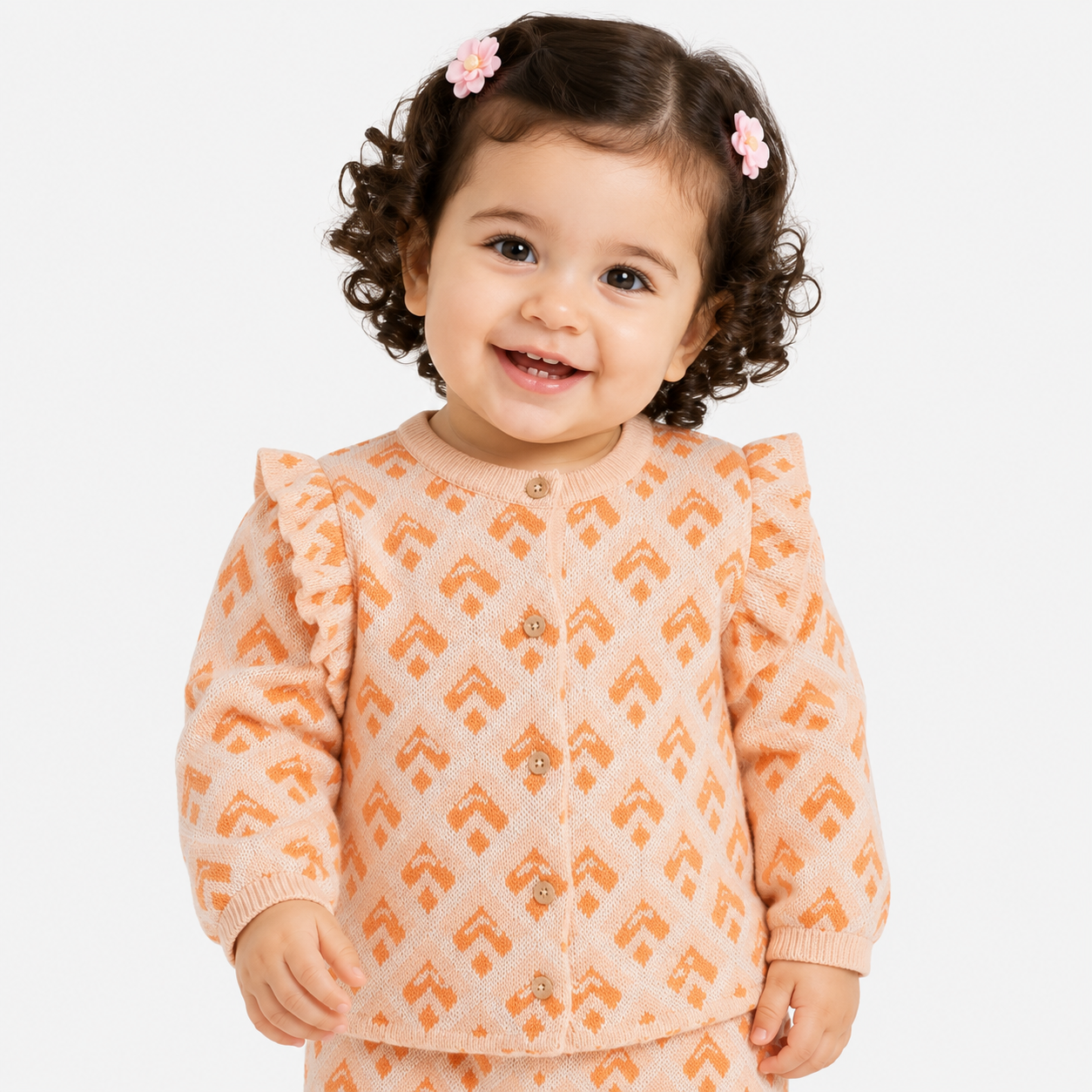 Girls Peach Top And Bottom