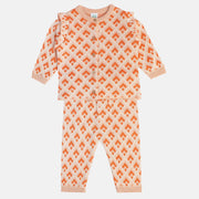 Girls Peach Top And Bottom