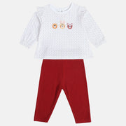 Girls White/Red Top And Bottom (Pack Of 2)