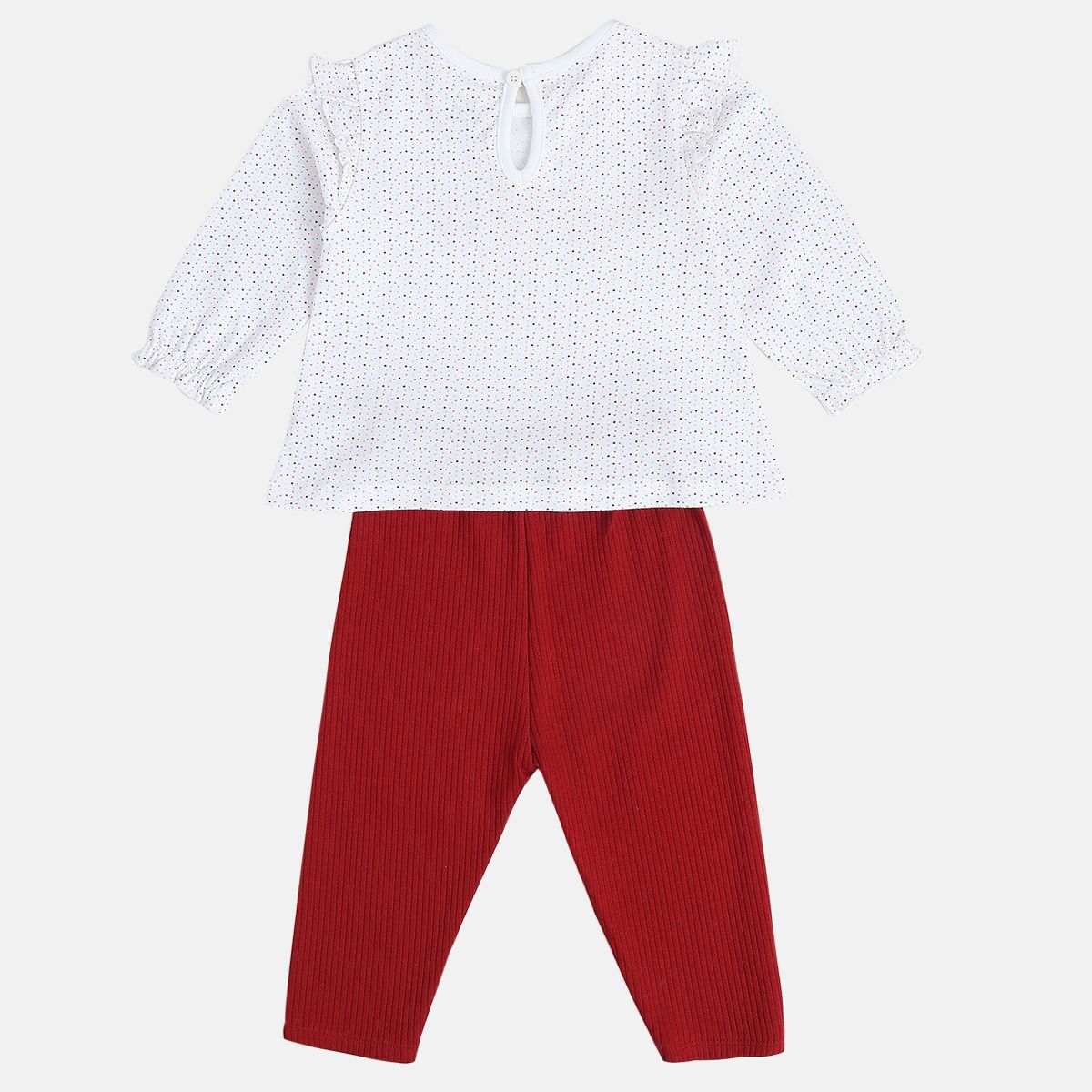 Girls White/Red Top And Bottom (Pack Of 2)