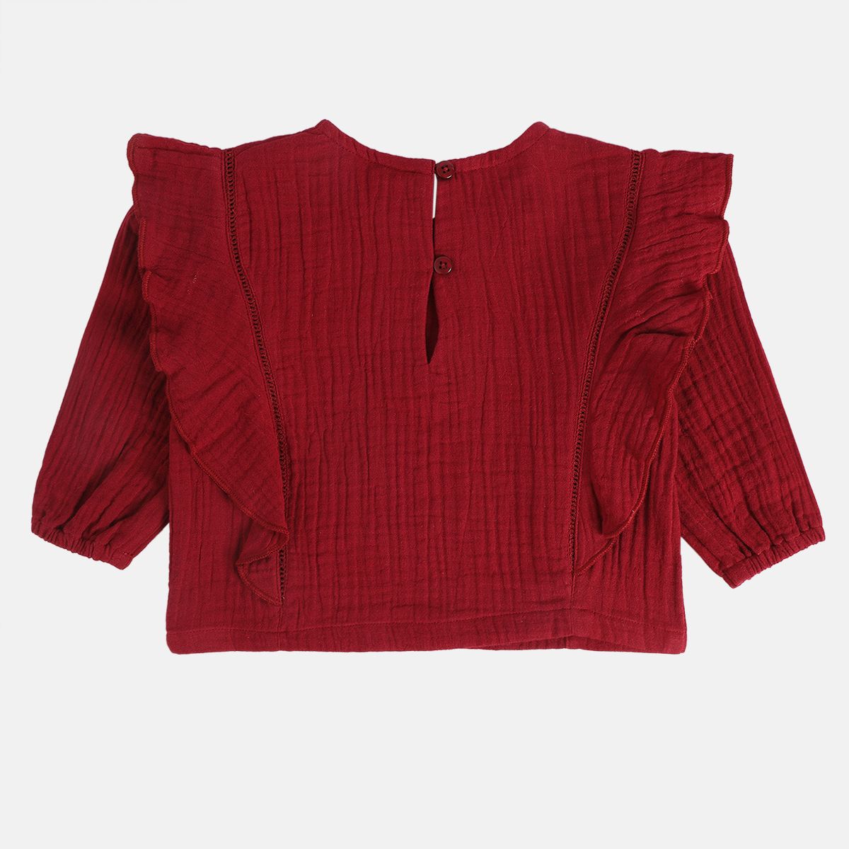 Girls Maroon Pack Of 1 Woven Top
