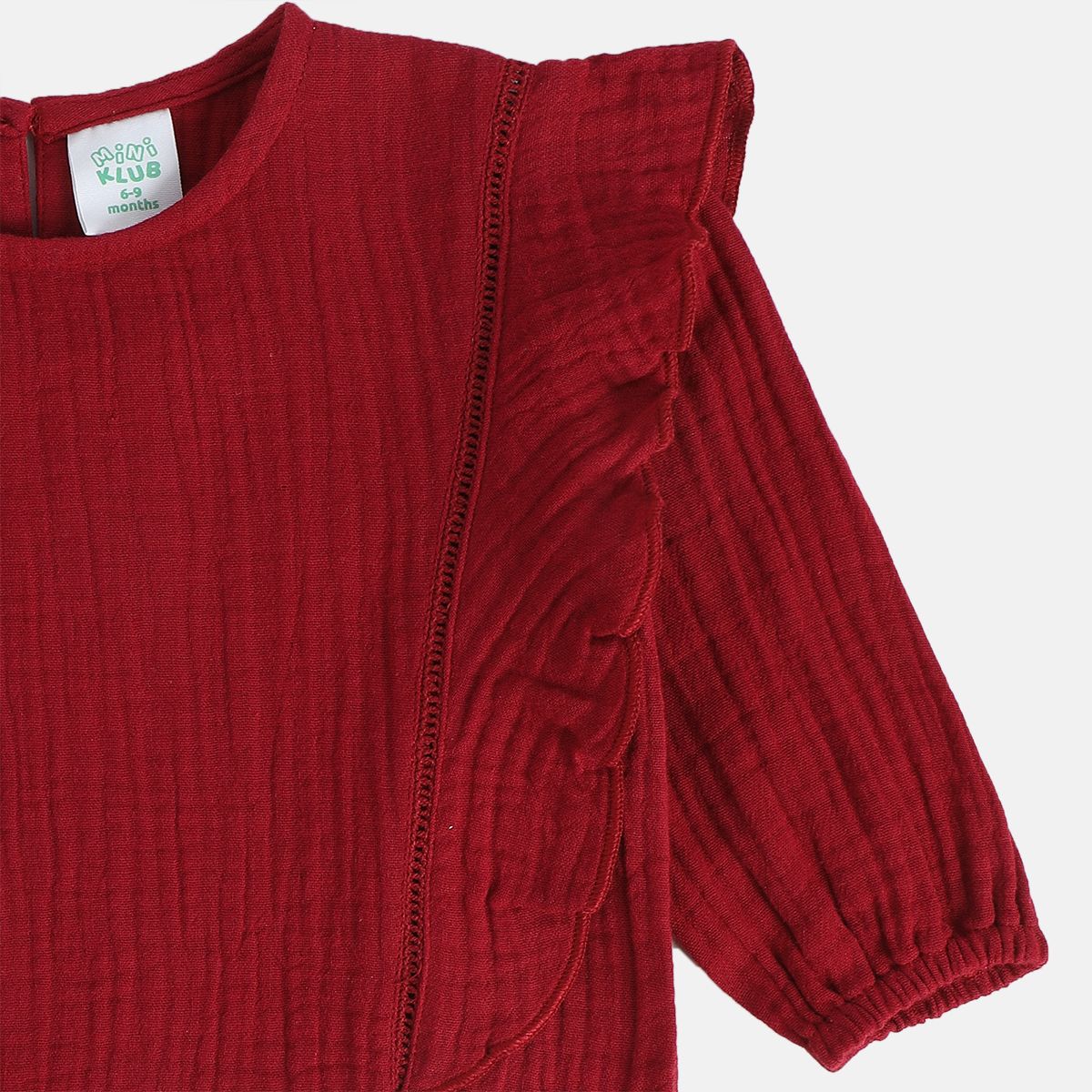 Girls Maroon Pack Of 1 Woven Top