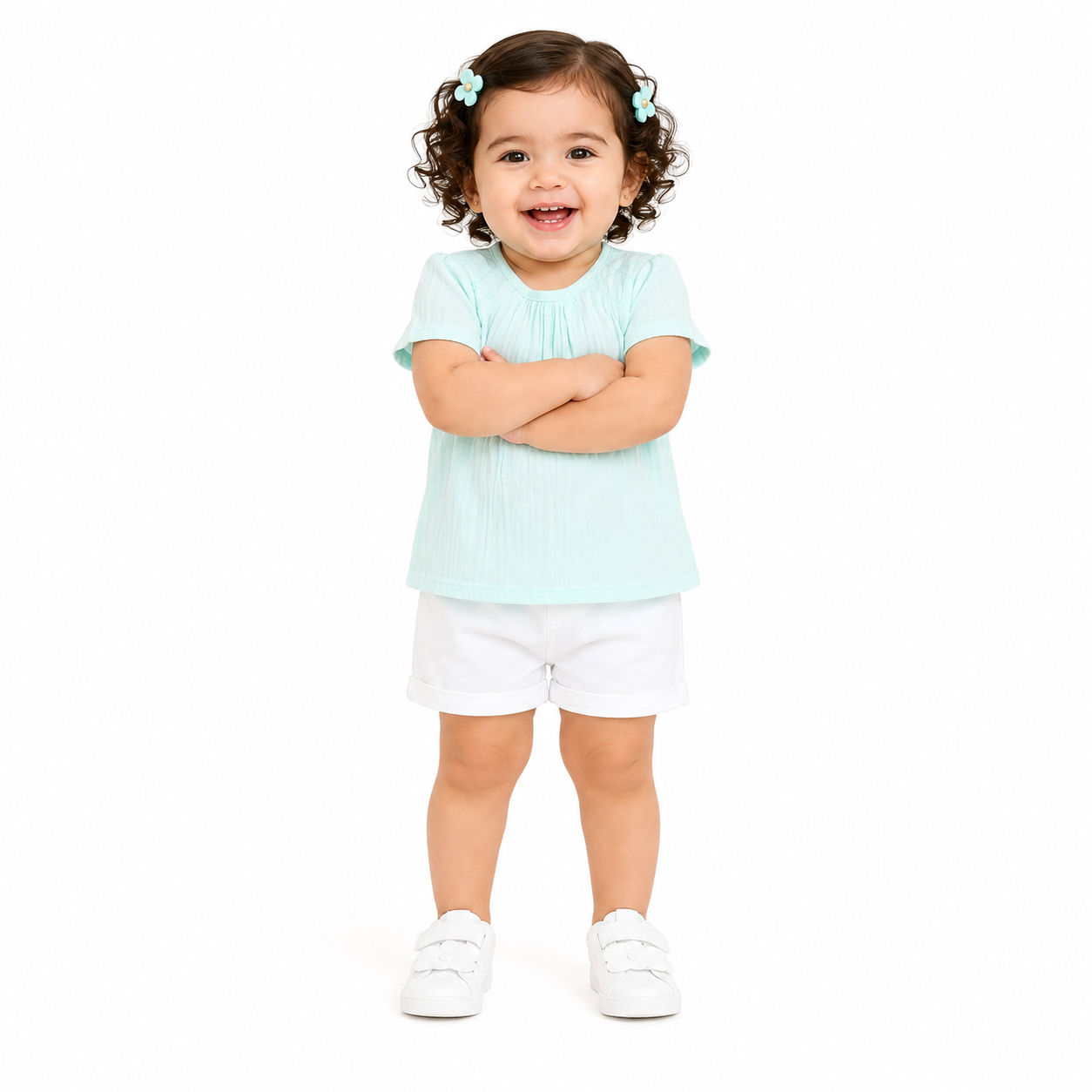 Girls Mint Green Woven Top
