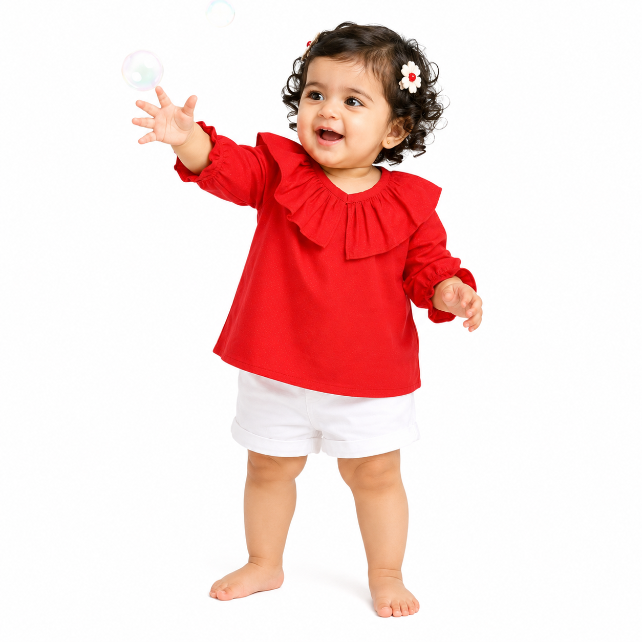 Girls Red Woven Top