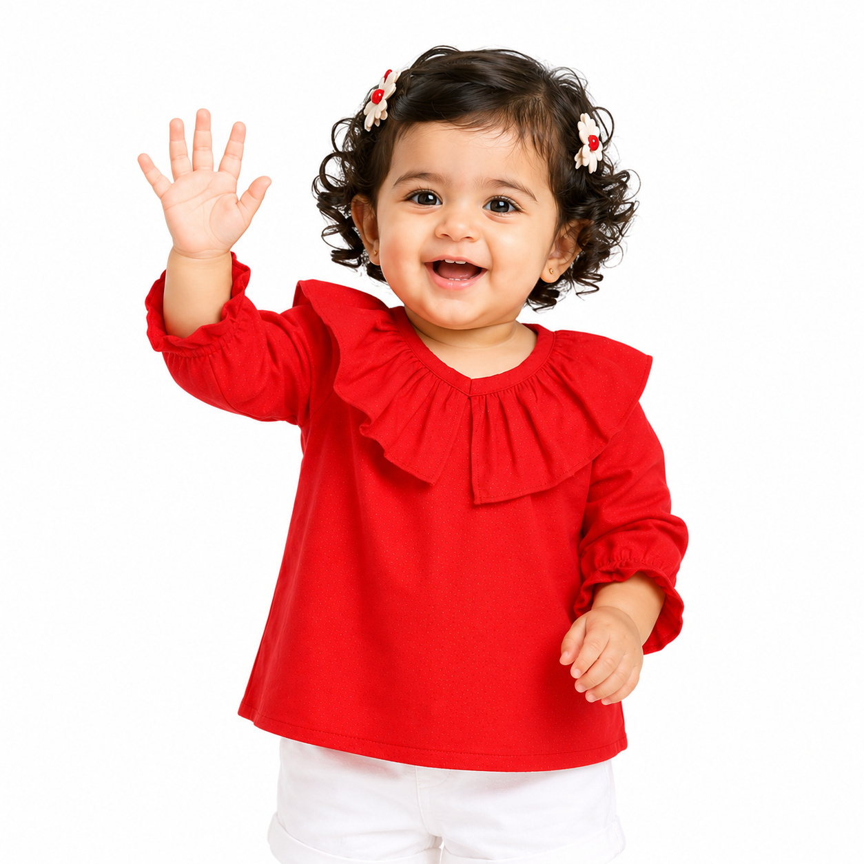 Girls Red Woven Top